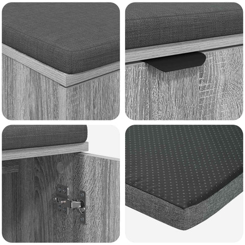 vidaXL Hall Bench with Cushion with Door Grey Sonoma 80 x 38 x 46 cm