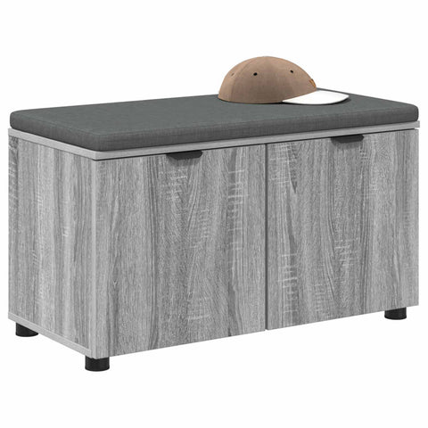 vidaXL Hall Bench with Cushion with Door Grey Sonoma 80 x 38 x 46 cm