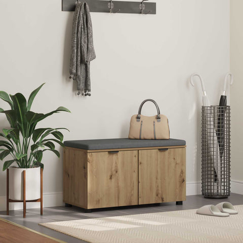 vidaXL Hall Bench with Cushion with Door Artisan Oak 80 x 38 x 46 cm