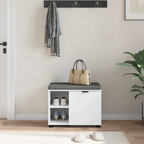 vidaXL Hall Bench with Cushion Plain White 60 x 38 x 46 cm