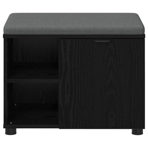 vidaXL Hall Bench with Cushion Plain Black Oak 60 x 38 x 46 cm