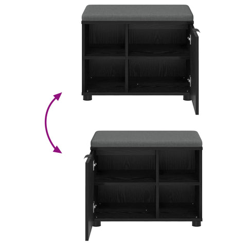 vidaXL Hall Bench with Cushion Plain Black Oak 60 x 38 x 46 cm