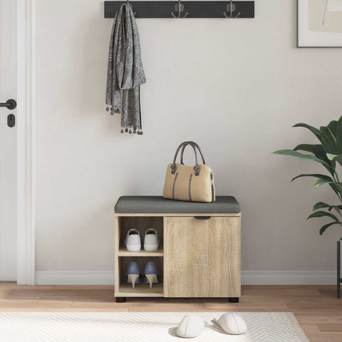 vidaXL Hall Bench with Cushion Plain Sonoma Oak 60 x 38 x 46 cm