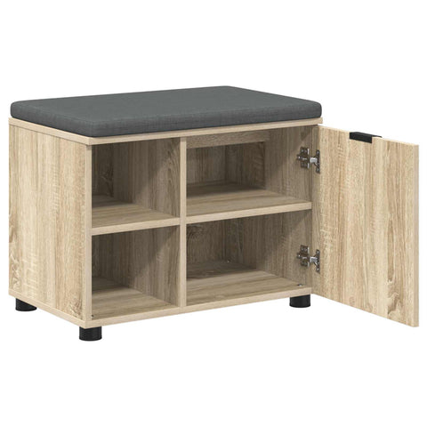 vidaXL Hall Bench with Cushion Plain Sonoma Oak 60 x 38 x 46 cm