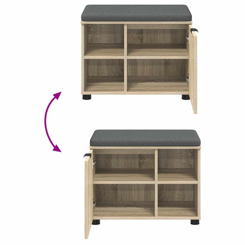 vidaXL Hall Bench with Cushion Plain Sonoma Oak 60 x 38 x 46 cm