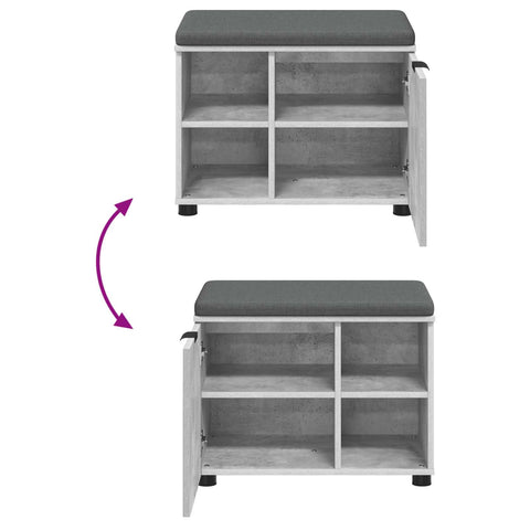 vidaXL Hall Bench with Cushion Plain Concrete Grey 60 x 38 x 46 cm