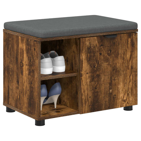 vidaXL Hall Bench with Cushion Plain Smoked Oak 60 x 38 x 46 cm