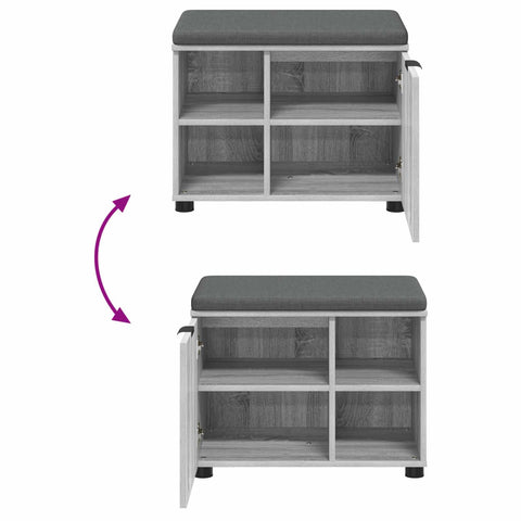 vidaXL Hall Bench with Cushion Plain Grey Sonoma 60 x 38 x 46 cm