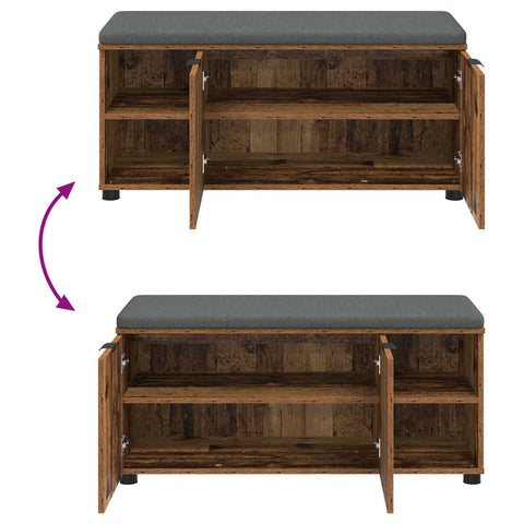 vidaXL Hall Bench with Cushion Plain Old Wood 100 x 38 x 46 cm