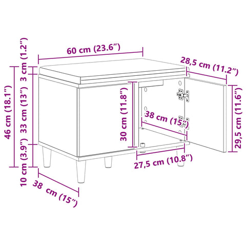 vidaXL Hall Bench with Cushion with Storage White 60 x 38 x 46 cm