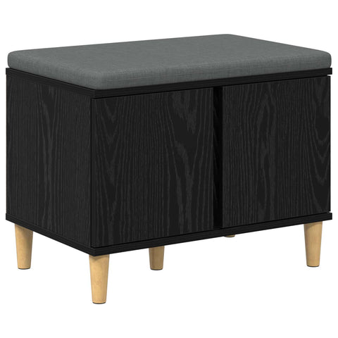 vidaXL Hall Bench with Cushion with Storage Black Oak 60 x 38 x 46 cm