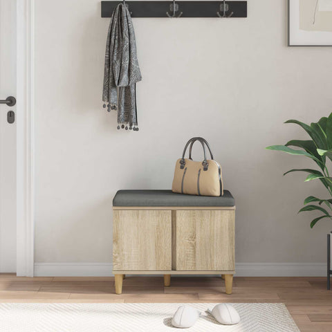 vidaXL Hall Bench with Cushion with Storage Sonoma Oak 60 x 38 x 46 cm