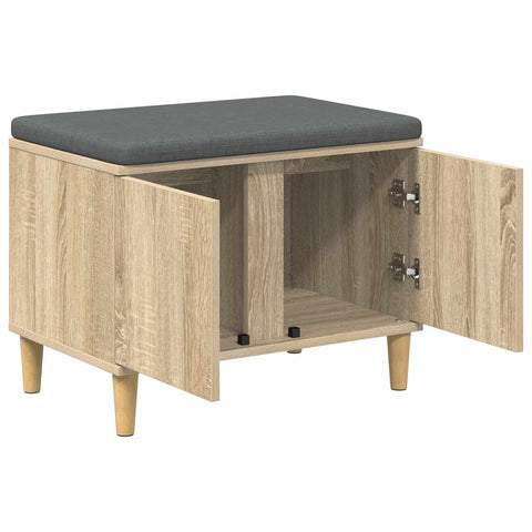 vidaXL Hall Bench with Cushion with Storage Sonoma Oak 60 x 38 x 46 cm