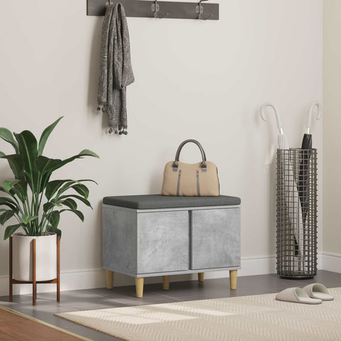 vidaXL Hall Bench with Cushion with Door Concrete Grey 60 x 38 x 46 cm