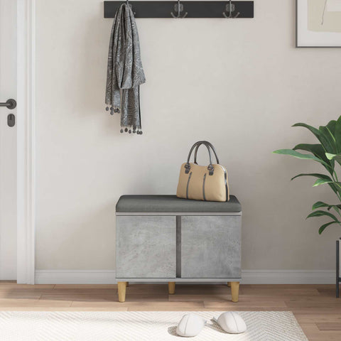 vidaXL Hall Bench with Cushion with Door Concrete Grey 60 x 38 x 46 cm