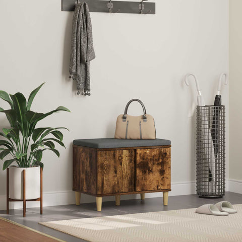 vidaXL Hall Bench with Cushion with Storage Smoked Oak 60 x 38 x 46 cm