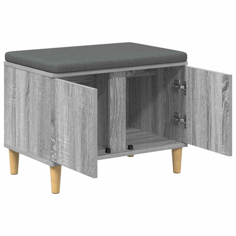 vidaXL Hall Bench with Cushion with Door Grey Sonoma 60 x 38 x 46 cm