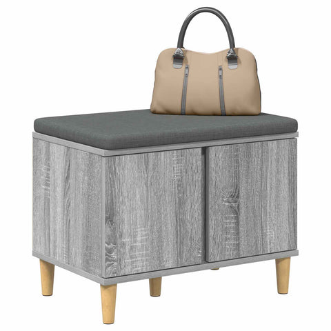 vidaXL Hall Bench with Cushion with Door Grey Sonoma 60 x 38 x 46 cm