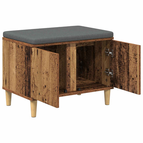 vidaXL Hall Bench with Cushion with Storage Old Wood 60 x 38 x 46 cm