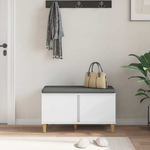 vidaXL Hall Bench with Cushion with Storage White 80 x 38 x 46 cm