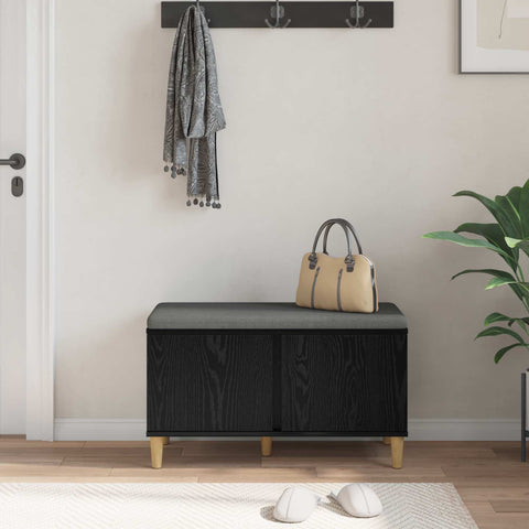 vidaXL Hall Bench with Cushion with Storage Black Oak 80 x 38 x 46 cm