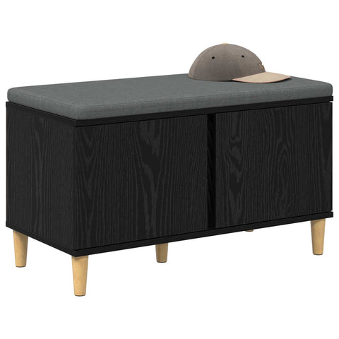 vidaXL Hall Bench with Cushion with Storage Black Oak 80 x 38 x 46 cm