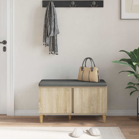 vidaXL Hall Bench with Cushion with Storage Sonoma Oak 80 x 38 x 46 cm