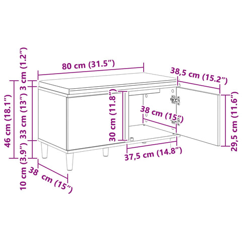 vidaXL Hall Bench with Cushion with Storage Sonoma Oak 80 x 38 x 46 cm