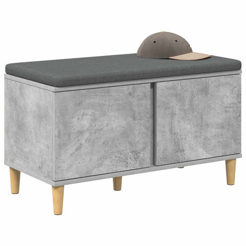 vidaXL Hall Bench with Cushion with Door Concrete Grey 80 x 38 x 46 cm