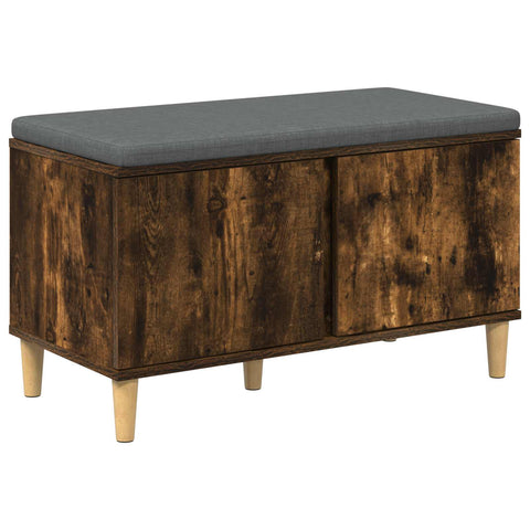 vidaXL Hall Bench with Cushion with Storage Smoked Oak 80 x 38 x 46 cm