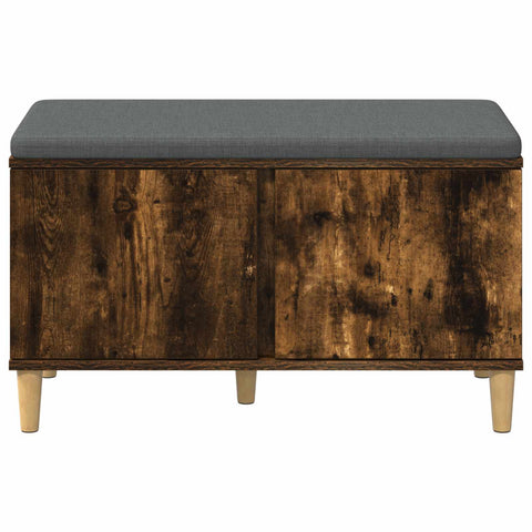 vidaXL Hall Bench with Cushion with Storage Smoked Oak 80 x 38 x 46 cm