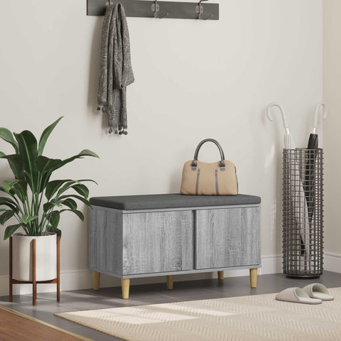 vidaXL Hall Bench with Cushion with Door Grey Sonoma 80 x 38 x 46 cm