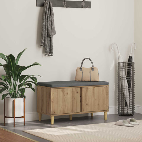 vidaXL Hall Bench with Cushion with Door Artisan Oak 80 x 38 x 46 cm