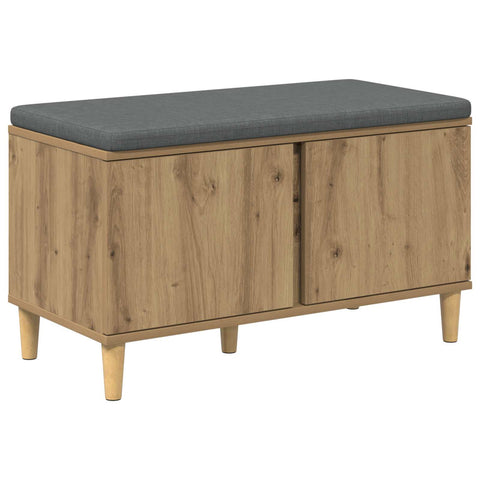 vidaXL Hall Bench with Cushion with Door Artisan Oak 80 x 38 x 46 cm