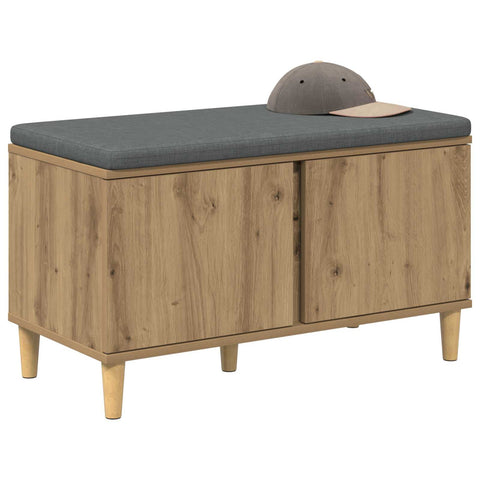 vidaXL Hall Bench with Cushion with Door Artisan Oak 80 x 38 x 46 cm