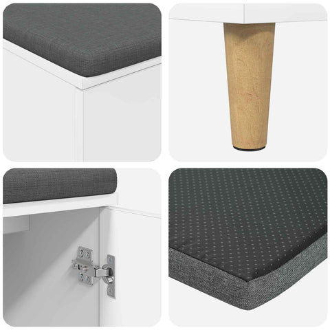 vidaXL Hall Bench with Cushion with Storage White 100 x 38 x 46 cm