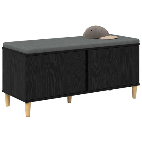 vidaXL Hall Bench with Cushion with Storage Black Oak 100 x 38 x 46 cm