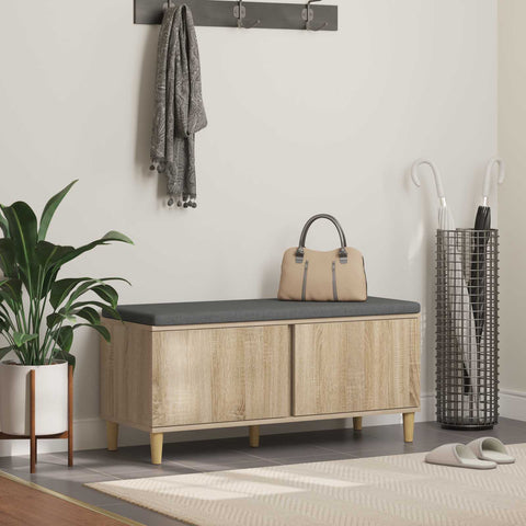 vidaXL Hall Bench with Cushion with Door Sonoma Oak 100 x 38 x 46 cm