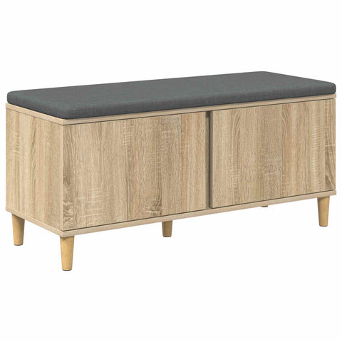 vidaXL Hall Bench with Cushion with Door Sonoma Oak 100 x 38 x 46 cm