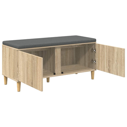 vidaXL Hall Bench with Cushion with Door Sonoma Oak 100 x 38 x 46 cm