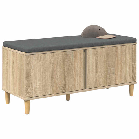 vidaXL Hall Bench with Cushion with Door Sonoma Oak 100 x 38 x 46 cm