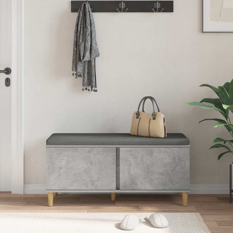 vidaXL Hall Bench with Cushion Concrete Grey 100 x 38 x 46 cm