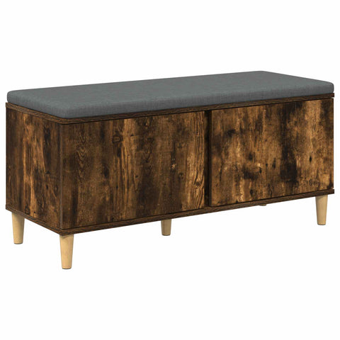 vidaXL Hall Bench with Cushion with Door Smoked Oak 100 x 38 x 46 cm