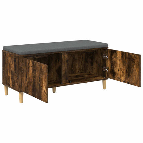 vidaXL Hall Bench with Cushion with Door Smoked Oak 100 x 38 x 46 cm