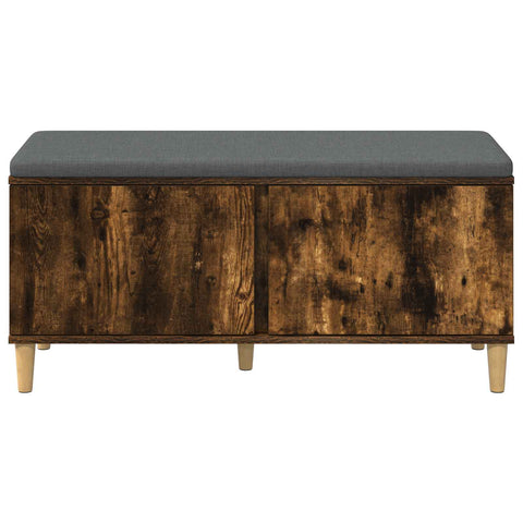 vidaXL Hall Bench with Cushion with Door Smoked Oak 100 x 38 x 46 cm