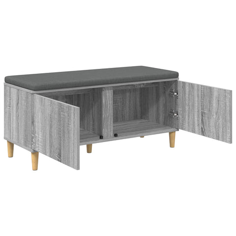 vidaXL Hall Bench with Cushion with Door Grey Sonoma 100 x 38 x 46 cm
