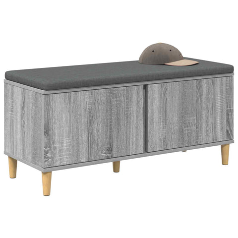vidaXL Hall Bench with Cushion with Door Grey Sonoma 100 x 38 x 46 cm