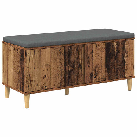 vidaXL Hall Bench with Cushion with Storage Old Wood 100 x 38 x 46 cm