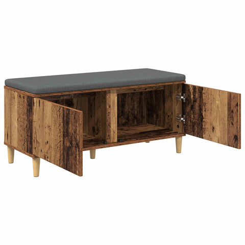 vidaXL Hall Bench with Cushion with Storage Old Wood 100 x 38 x 46 cm