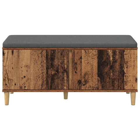 vidaXL Hall Bench with Cushion with Storage Old Wood 100 x 38 x 46 cm